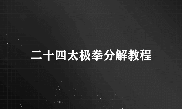 二十四太极拳分解教程