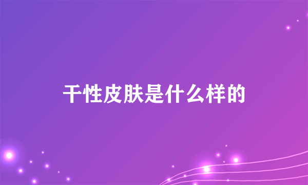 干性皮肤是什么样的