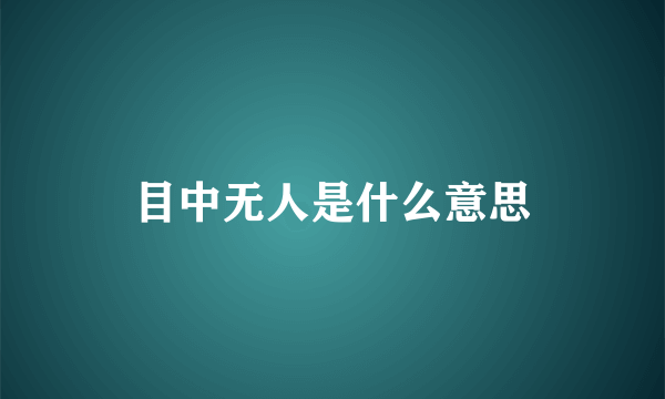 目中无人是什么意思