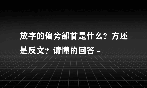 放字的偏旁部首是什么？方还是反文？请懂的回答～