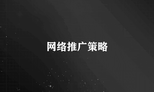 网络推广策略