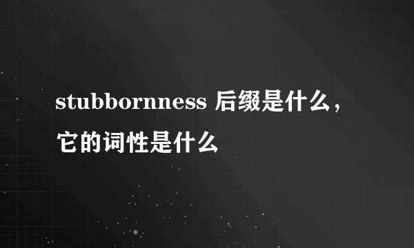 stubbornness 后缀是什么，它的词性是什么