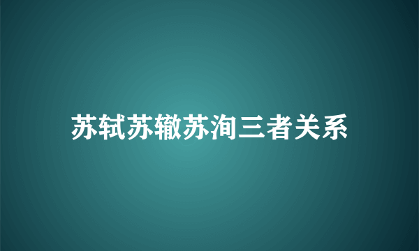 苏轼苏辙苏洵三者关系