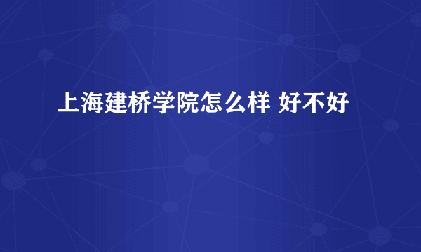 上海建桥学院怎么样 好不好