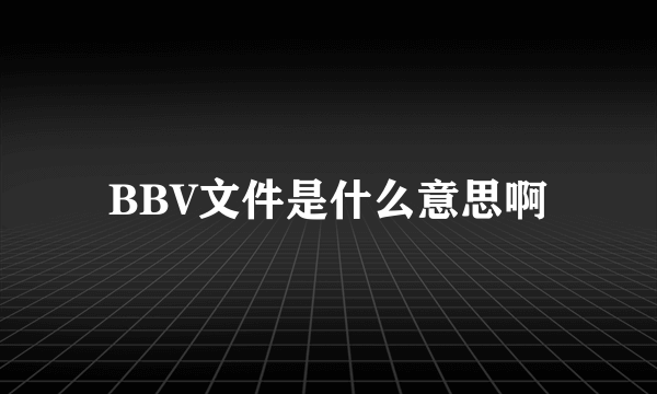 BBV文件是什么意思啊