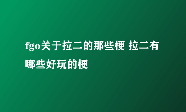 fgo关于拉二的那些梗 拉二有哪些好玩的梗