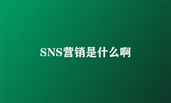 SNS营销是什么啊