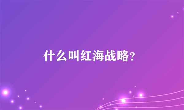 什么叫红海战略？