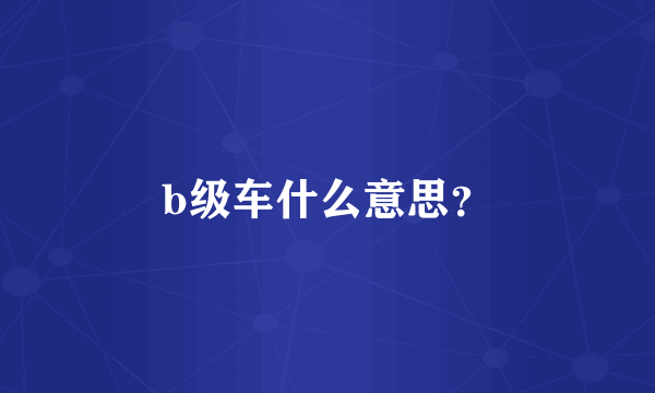 b级车什么意思？