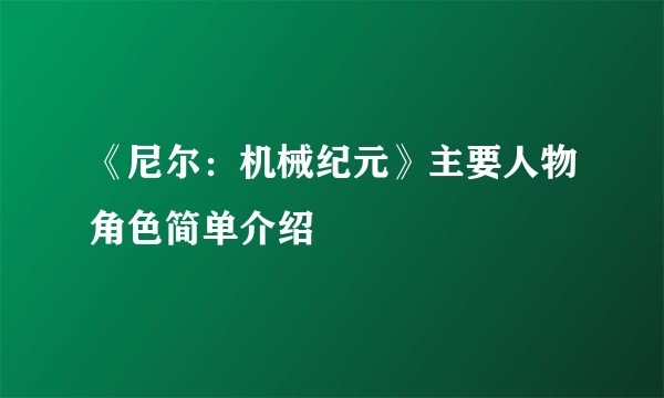 《尼尔：机械纪元》主要人物角色简单介绍