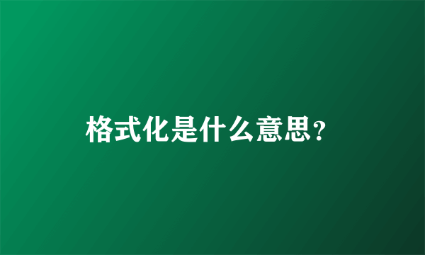 格式化是什么意思？