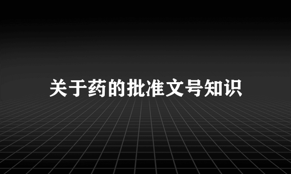 关于药的批准文号知识