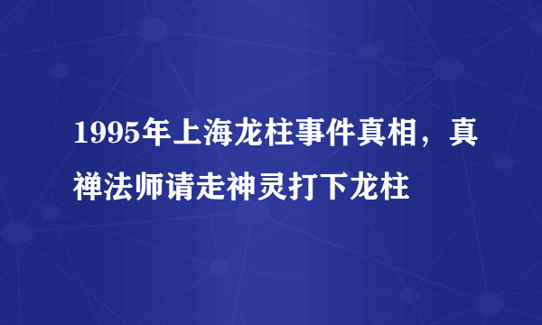 1995年上海龙柱事件真相，真禅法师请走神灵打下龙柱