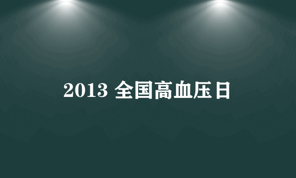 2013 全国高血压日