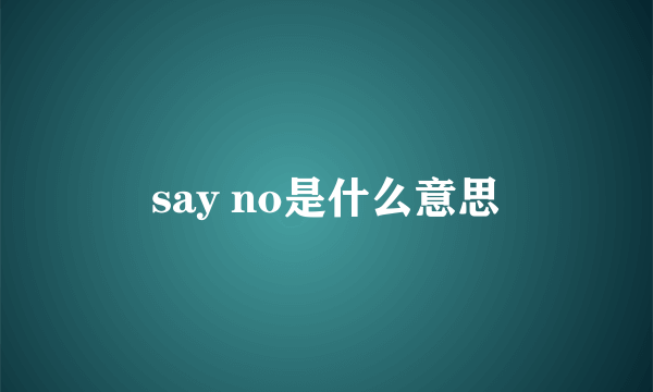 say no是什么意思