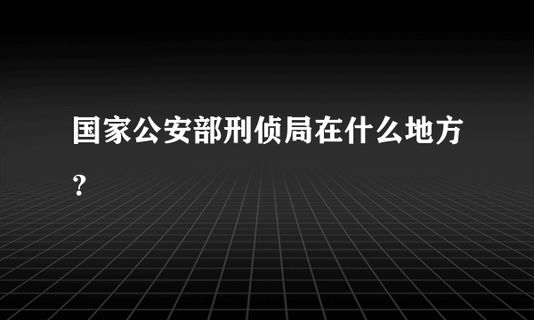 国家公安部刑侦局在什么地方？