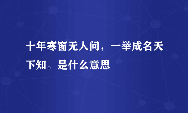 十年寒窗无人问，一举成名天下知。是什么意思