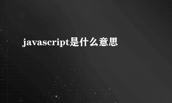 javascript是什么意思