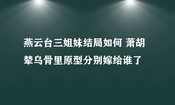 燕云台三姐妹结局如何 萧胡辇乌骨里原型分别嫁给谁了