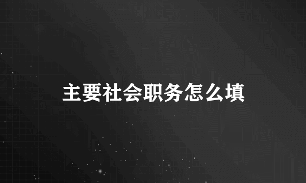 主要社会职务怎么填