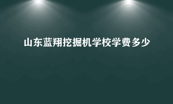 山东蓝翔挖掘机学校学费多少