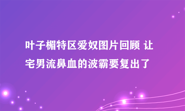 叶子楣特区爱奴图片回顾 让宅男流鼻血的波霸要复出了