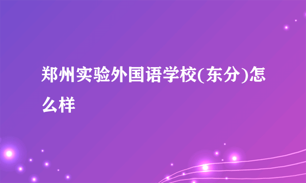 郑州实验外国语学校(东分)怎么样