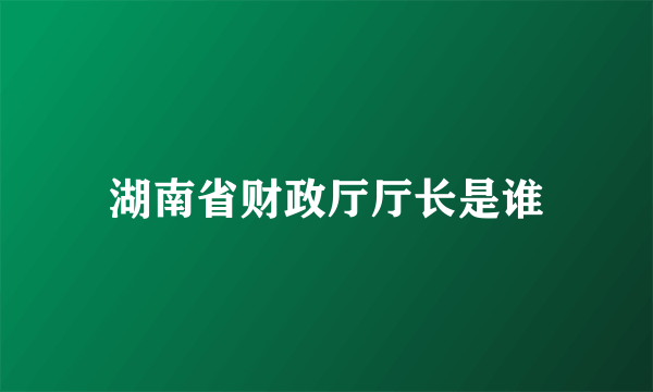 湖南省财政厅厅长是谁