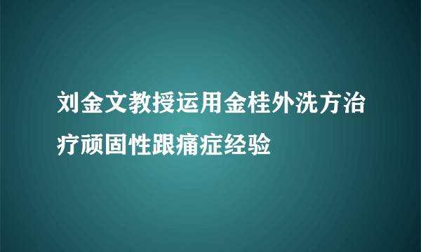 刘金文教授运用金桂外洗方治疗顽固性跟痛症经验