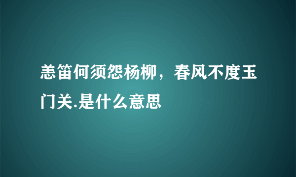 恙笛何须怨杨柳，春风不度玉门关.是什么意思