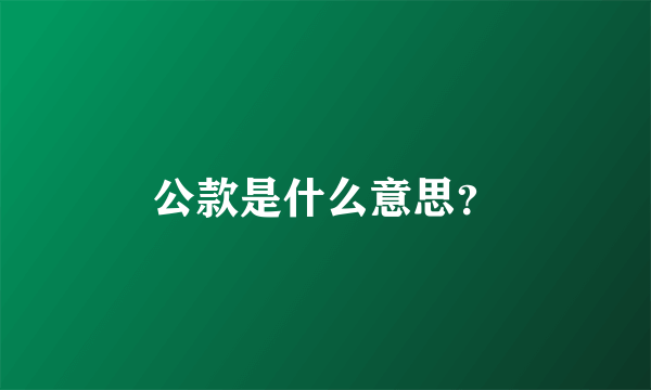 公款是什么意思？