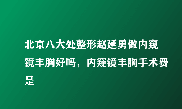 北京八大处整形赵延勇做内窥镜丰胸好吗，内窥镜丰胸手术费是