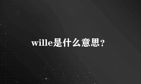 wille是什么意思？