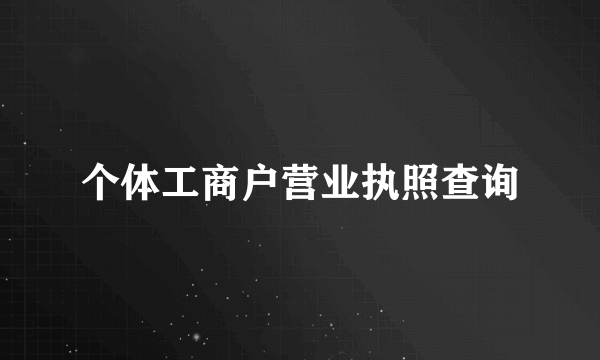 个体工商户营业执照查询