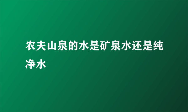 农夫山泉的水是矿泉水还是纯净水