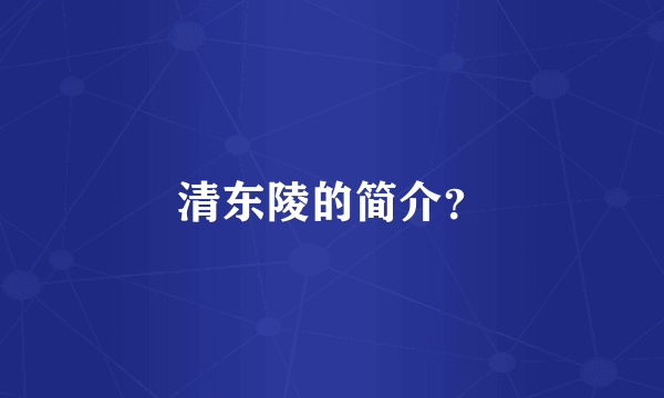 清东陵的简介？