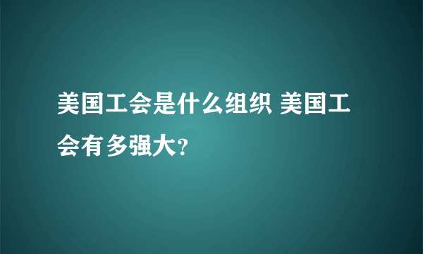 美国工会是什么组织 美国工会有多强大？