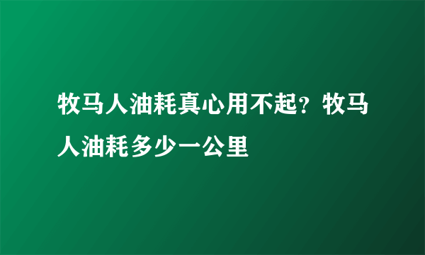 牧马人油耗真心用不起？牧马人油耗多少一公里