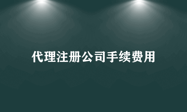 代理注册公司手续费用