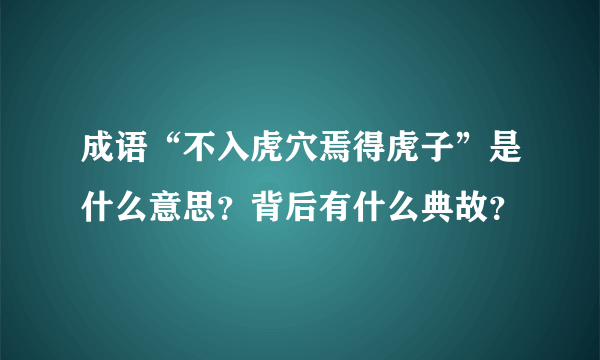 成语“不入虎穴焉得虎子”是什么意思？背后有什么典故？