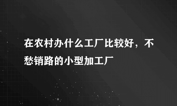 在农村办什么工厂比较好，不愁销路的小型加工厂