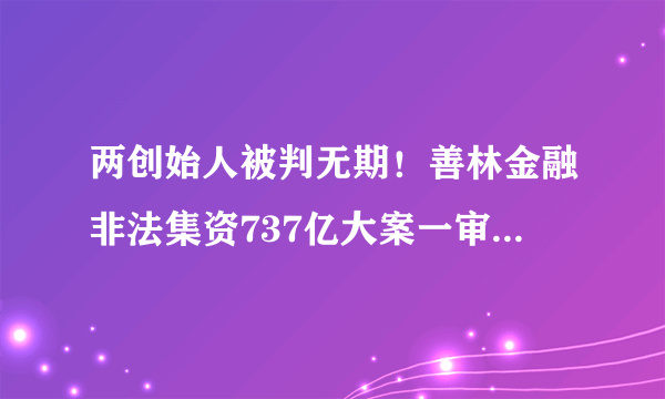 两创始人被判无期！善林金融非法集资737亿大案一审结束，四大吸金套路曝光，平台被罚15亿