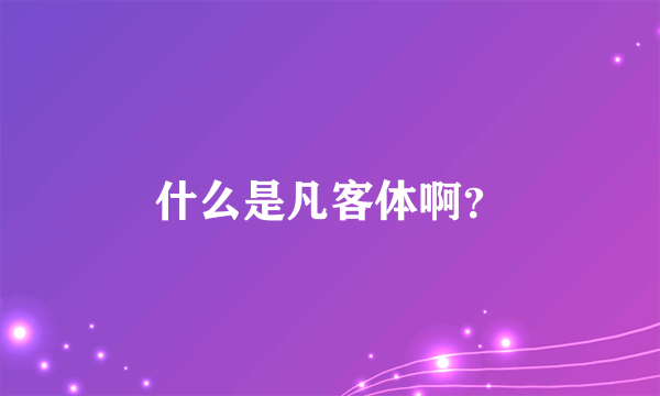 什么是凡客体啊？