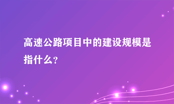 高速公路项目中的建设规模是指什么？