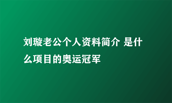 刘璇老公个人资料简介 是什么项目的奥运冠军