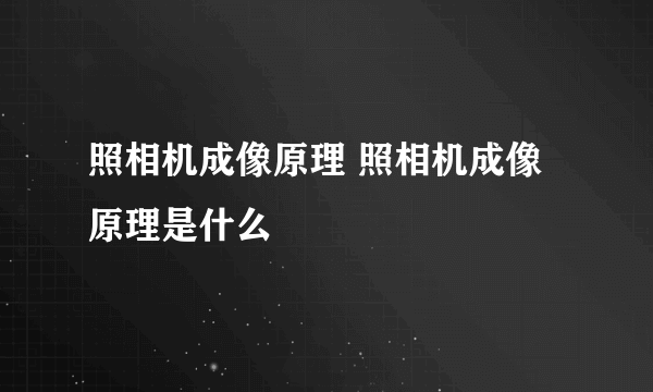 照相机成像原理 照相机成像原理是什么