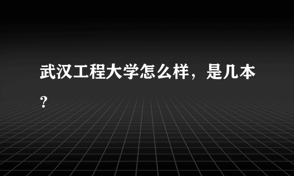 武汉工程大学怎么样，是几本？