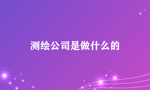 测绘公司是做什么的