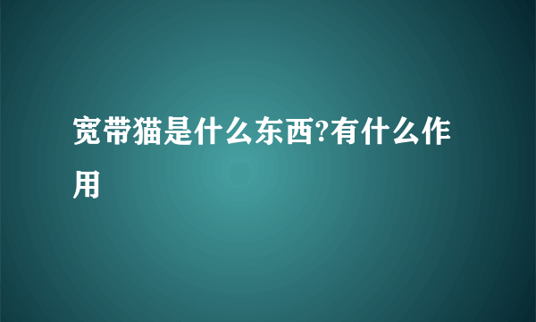 宽带猫是什么东西?有什么作用