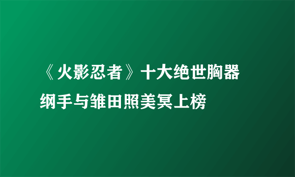 《火影忍者》十大绝世胸器 纲手与雏田照美冥上榜